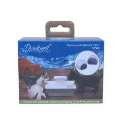 Drinkwell Single Cell Charcoal Replacement Filters for Avalon & Pagoda Ceramic Fountains White 4 Pack