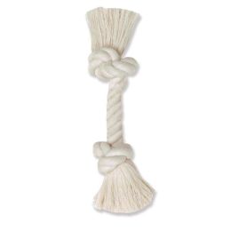 Mammoth Pet Products 100% Cotton Rope Bone 2 Knots Rope Bone White 12 in Medium