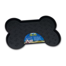 Loving Pets Spill-Proof Bone Shaped Dog Mat Black Small