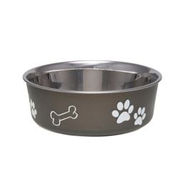 Loving Pets Classic Dog Bowl Paw Print and Bone Espresso Extra-Large