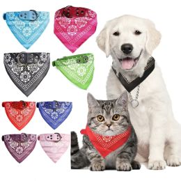 Cute Adjustable Small Dog Collars Puppy Pet Slobber Towel Outdoor Cat Collar Dog Bandana (Color: Blue)