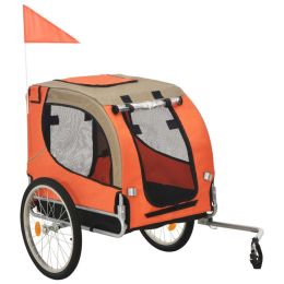 Dog Bike Trailer Orange and Brown (Color: brown)