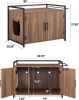 Hidden Cat Litter Box Furniture with Ventilation and Bench Seat;  Pet Crate with Iron and Wood Sturdy Structure